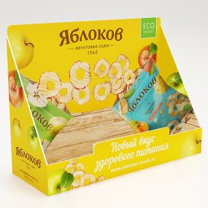 Диспенсер (подставка под пакеты с чипсами) "Фруктовые чипсы ЯБЛОКОВ"