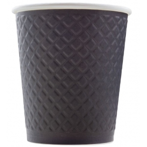 Стакан бумажный для горячих напитков двухслойный с конгревом Waffle Black 250мл