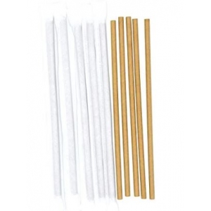 Трубочки для напитков бумажные в индивидуальной упаковке D 6мм L 197мм крафт