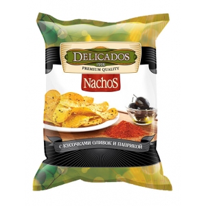Чипсы Начос с кусочками оливок и паприкой Delicados, пакет 150 г