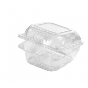 Контейнер-ракушка 130x130x75мм БОПС квадратный прозрачный с крышкой