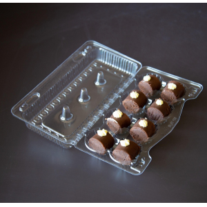 Контейнер-ракушка для кондитерских изделий 8 ячеек 210х110х52мм БОПС прозрачный с крышкой