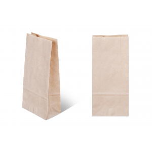 Пакет бумажный 230х80х50мм прямоугольное дно крафт 70г