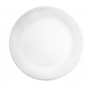 Тарелка 230мм круглая рифленая ламинированная бумага белая