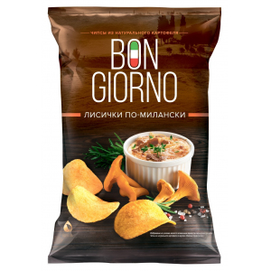 Чипсы из натур. картофеля BON GIORNO Лисички в сметане, 80 г.