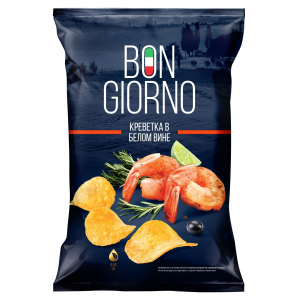 Чипсы из натур. картофеля BON GIORNO Креветка в белом вине, 80г