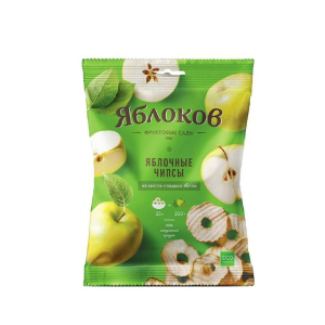 Чипсы яблочные из кисло-сладких яблок "Яблоков", коробка (8 пакетов по 25г.)