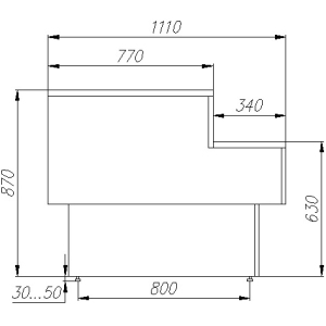 Прилавок кассовый ПОЛЮС GC110 N 1,25-7  (П-1,25 Carboma GC110) (1006 ДУБ)