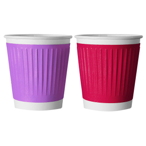 Стакан бумажный для горячих напитков двухслойный с рифленой полосой ТЕТРА Микс 250мл
