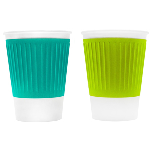 Стакан бумажный для горячих напитков двухслойный с рифленой полосой ТЕТРА Микс 300мл