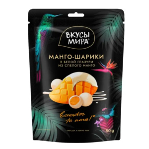 Манго-шарики в белой глазури, 80 г.