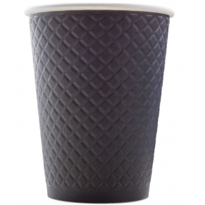 Стакан бумажный для горячих напитков двухслойный с конгревом Waffle Black 300мл