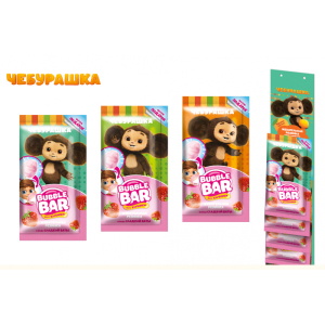 Жевательная резинка в виде сладкой ваты с подарком "Чебурашка", 5 г.