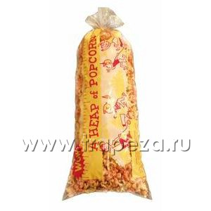 (100шт) Пакет полиэтиленовый для попкорна, трехцветный рисунок (Heap-O-Corn)
