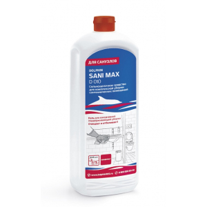 Средство чистящее для комплексной уборки сантехнических помещений, антибактериальное, сильнощелочное SANI MAX 1л.
