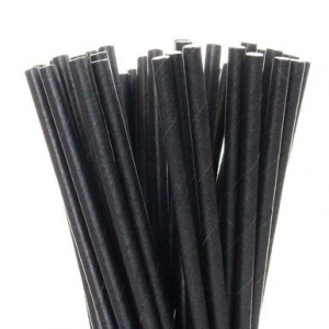 Трубочки для напитков бумажные D 6мм L 197мм чёрные