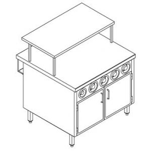Модуль барный нейтральный для напитков, 1015х1000х915мм, без борта, закрытый, 2 двери распашные, сварной, нерж.304, 5 дисп., полка, отделка