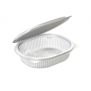 Контейнер-ракушка 156x129x36мм 350мл ПЭТ овальный прозрачный с крышкой