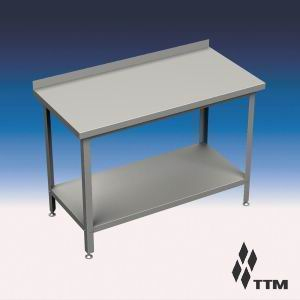 Стол производственный, 1200х600х850мм, борт, открытый, 1 полка сплошная нерж.430, разборный, каркас уголок нерж.430, ст.нерж.430 (Уценённое)