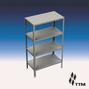 Стеллаж кухонный,  800х600х1600мм, 4 полки сплошные нерж.сталь 430, разборный, стойки уголок оцинк.сталь (б/у (бывший в употреблении))