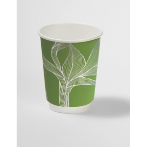 Стакан бумажный для горячих напитков двухслойный ВЕСНА 300мл Soft-touch зелёный