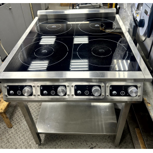 Плита индукционная напольная, 4 конфорки 4х3.5кВт, стенд открытый, 9 уровней мощности, борт (б/у (бывший в употреблении))