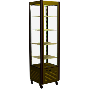 Витрина холодильная напольная, вертикальная, кондитерская, L0.58м, 4 полки, +2/+10С, дин.охл., коричнево-золотая, 4-х стороннее остекление, R290 (Ново