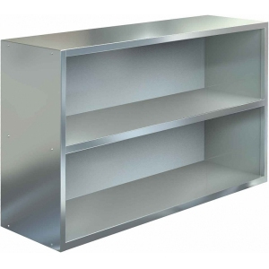 Полка настенная, 1500х400х600мм, полузакрытая без дверей, 2 уровня сплошных, нерж.сталь 430, сварная (Уценённое)