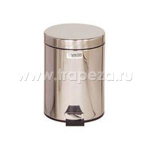 Урна D 20,3см h 29,2см 5,6л напольная с педалью, нерж.сталь
