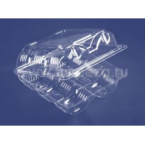 Контейнер-ракушка для кондитерских изделий 6 ячеек 190х190х90мм ПС прозрачный, 450шт